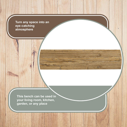Artissance Rustic Natural Wood Noodle Bench, Long Wooden Entryway Bench, Weathered Farmhouse Indoor Outdoor Seating, End of Bed or Dining Room Bench Decor
