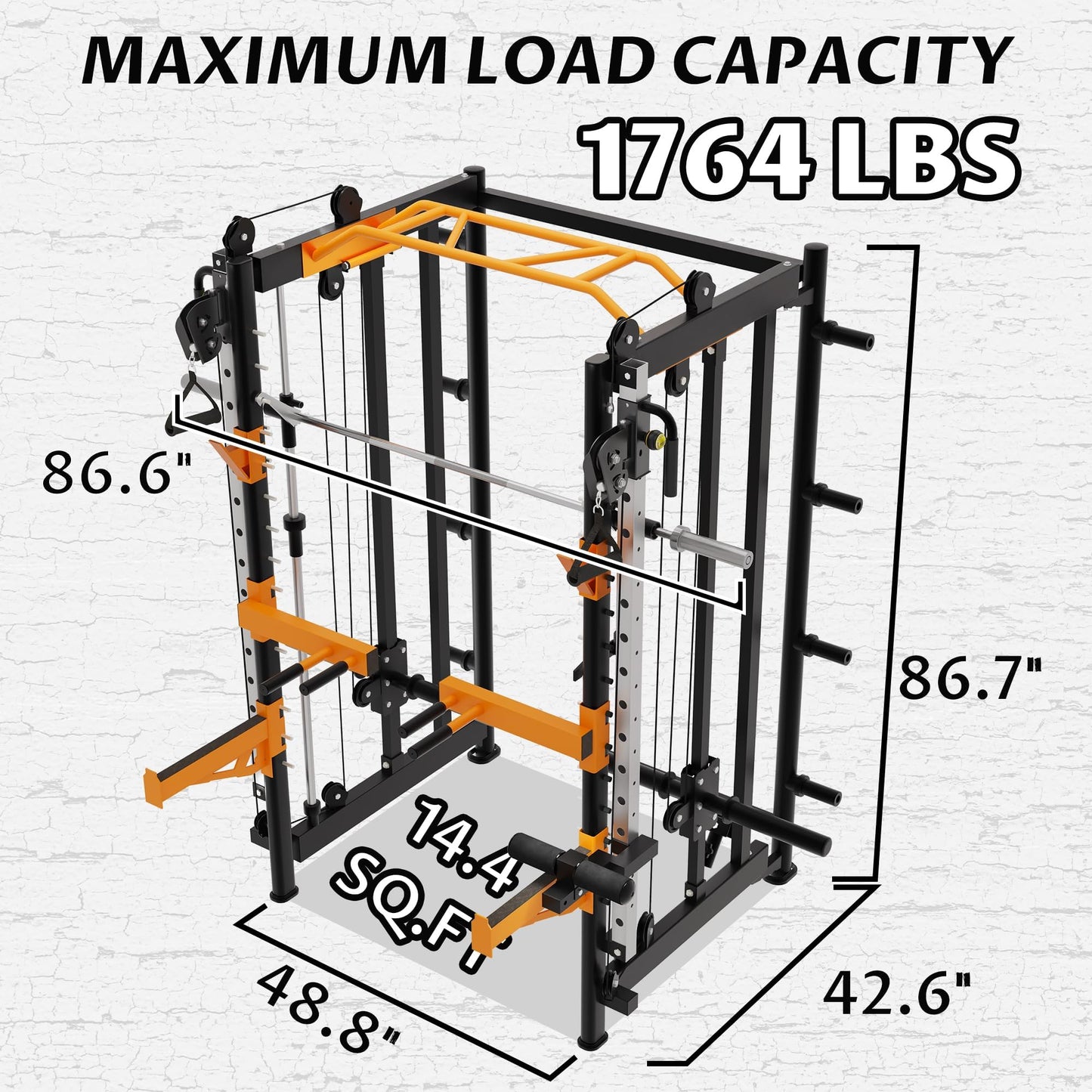 Fitvids All-in-One Power Cage with Pulley Cable Crossover System, Squat Rack, Leg Extension & Curl – Multi-Functional Home Gym Strength Training Equipment