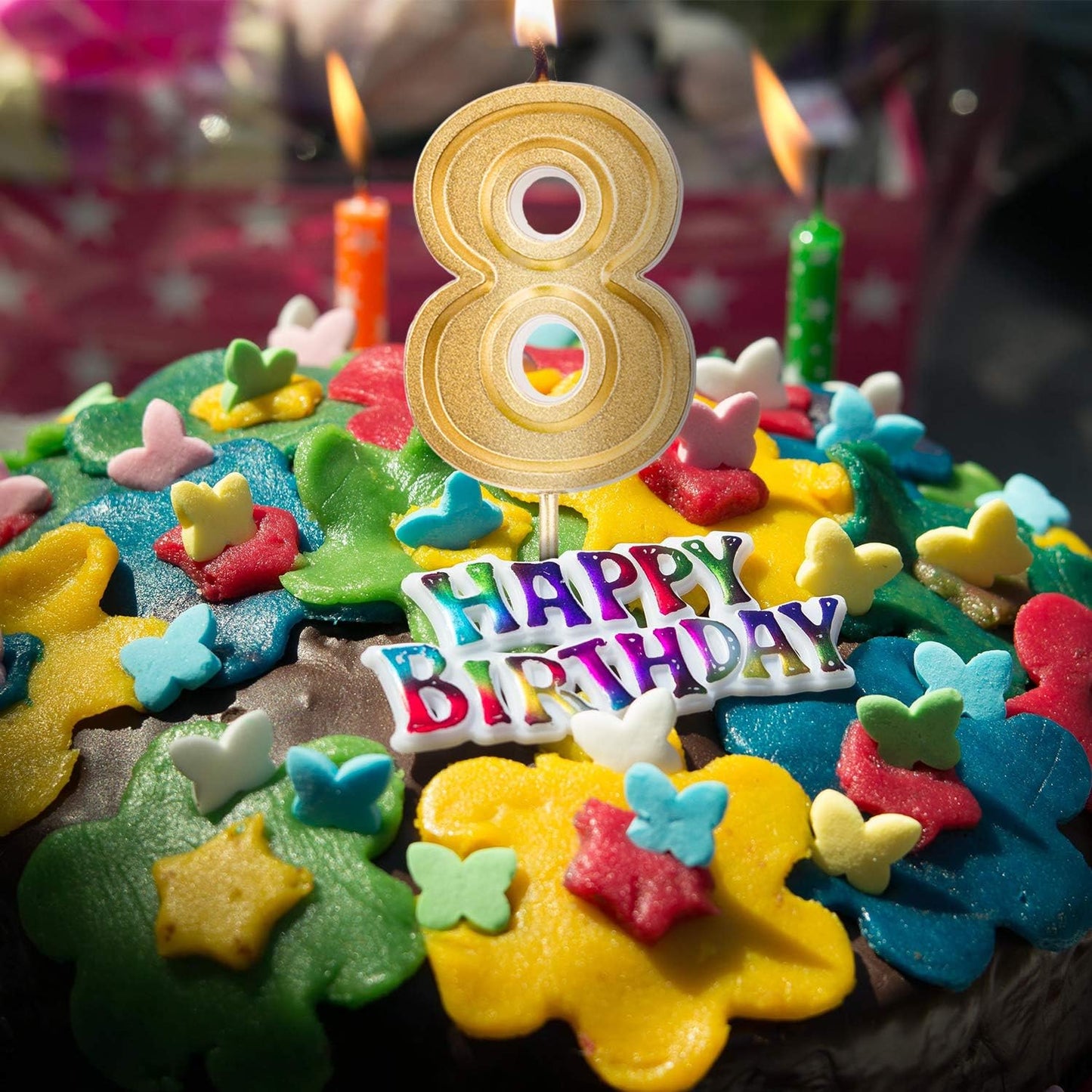 Luter 2.76 Inches Large Birthday Candles, Gold Glitter Number Candles for Cake Topper Decoration for Parties