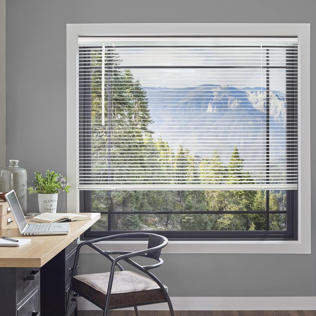 CHICOLOGY Mini Blinds for Windows, Horizontal Gloss White Shades, 23"W X 36"H