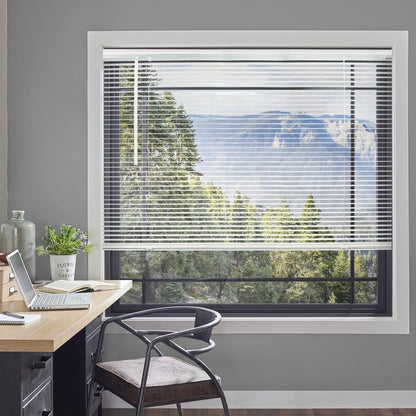 CHICOLOGY Mini Blinds for Windows, Horizontal Gloss White Shades, 23"W X 36"H
