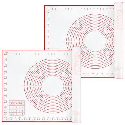 2 Pcs 32x24" Extra Large Dough Mat Silicone Baking Mats for Rolling Pastry Kneading Sheet Sourdough Bread Baking Supplies (Red)