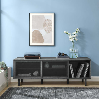 Modway Kurtis TV and Vinyl Record Stand, Charcoal