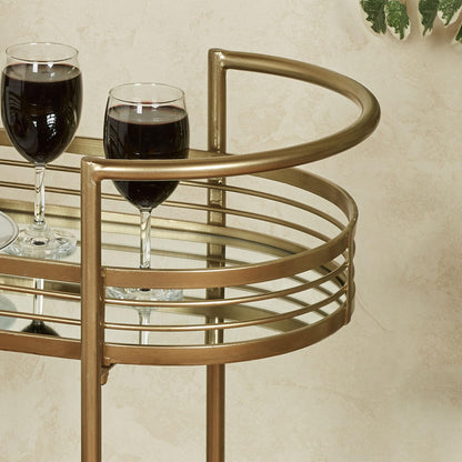 Touch of Class Stylish Contemporary Delta Mirrored Rolling Serving Cart Locking Casters Gold