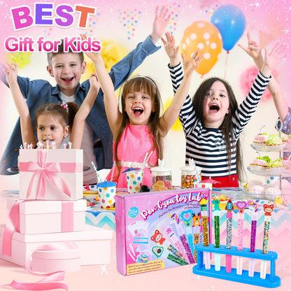 Subao 55+ DIY Glitter Gel Pens Making Kit,Pen Creator Studio,Make Your Own 15 Sparkly Cute Pens,Creative Arts and Crafts for Kids Ages 5 6 7 8,Birthday Christmas Gifts for Girls 9 10 11 12 Years Old