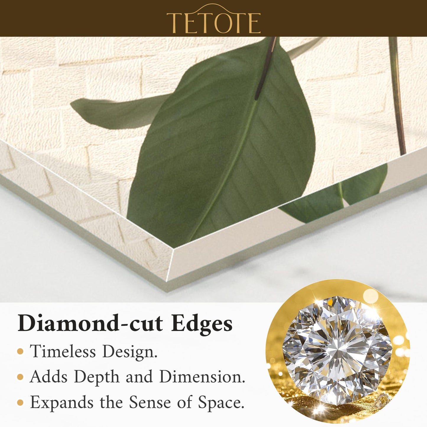TETOTE 72" x 36" Rectangle Tempered Mirror with Frameless Beveled Edge for Vanity and Bathroom