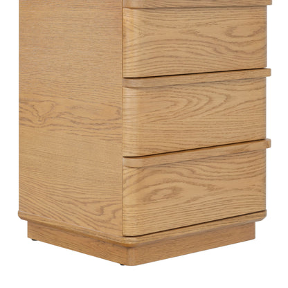 SAFAVIEH Couture Collection – Guillermo Natural 3 Drawer Wood Nightstand, Fully Assembled Modern Bedroom Storage Accent (SFV4270A)