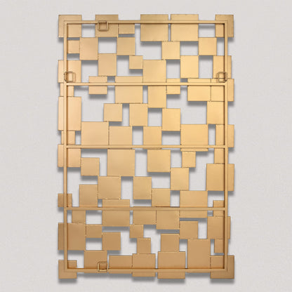 NXHOME Gold Modern Wall Mirror - 45"×30" Large Metal Framed Decorative Mirror, Unique Mosaic Design Wall Mirrors for Living Room Entryway Hallway Home Art Decor