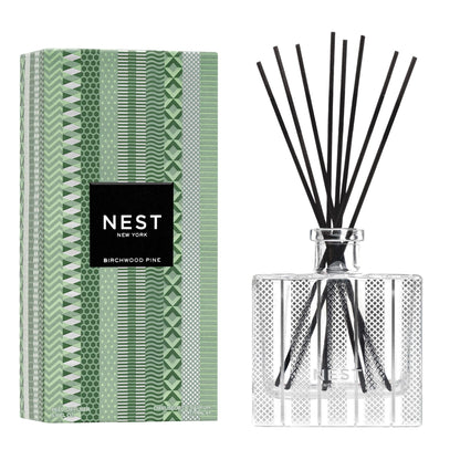 NEST New York Reed Diffuser, Holiday - 5.9 fl oz - Fragrance for Up to 90 Days - Reusable, Refillable Glass Holder - Includes 8 All-Natural Reed Sticks - Flame Free