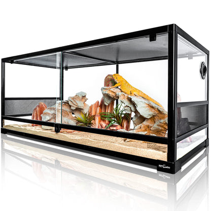 REPTI ZOO Reptile Tempered Glass Extra-Long Terrarium Habitats 48" x 18" x 18" Reptile Amphibians Large Enclosure for Snake/Bearded Dragon/Lizard ect.