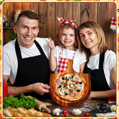 Dandat 6 Pcs Acacia Wood Pizza Peel with Handles 12 Inch Wooden Spatula Paddle Round Pizza Cutting Board Cheese Serving Tray for Meat Bread Charcuterie Deli