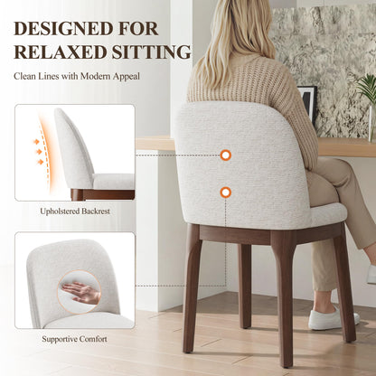MALOL Wooden Dining Chairs Set of 4, Upholstered Kitchen & Dining Room Chairs with Thickened Wooden Legs, Farmhouse Side Chairs, Beige