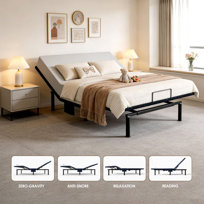 Zhumeiling Patented Design Smart Adjustable Bed Frame, Twin XL Adjustable Base with Quiet Motor, Zero Gravity & Anti-Snore, Easy Assembly, Heavy-Duty Metal Support, Suitable for Bedroom & Elderly Use