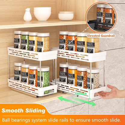 Pull Out Spice Rack Organizer for Cabinet, 3 Packs Slide Out Spice Racks Organizer, Spice Cabinet Organizers, Cabinet Size Need:12'' Highx11'' Deepx5'' Wide,Each Tier Hold 10 Spice Jar - 2 Tier, Black