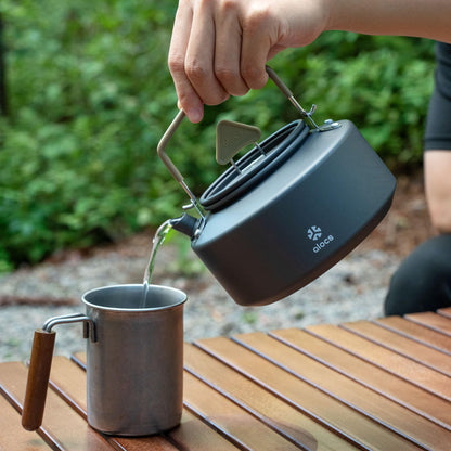 Alocs Camping Kettle - 1.1L Mini Camp Kettle - Portable Camping Tea Kettle - Lightweight Aluminum Camping Coffee Pot with Carry Bag for Outdoor Hiking Picnic Traveling and Backpacking
