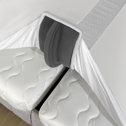 EPHEDORA 2-in-1 Fitted Sheet Attached Bed Bridge Twin (XL) to King Converter Kit | Split King Gap Filler for Adjustable Bed | White