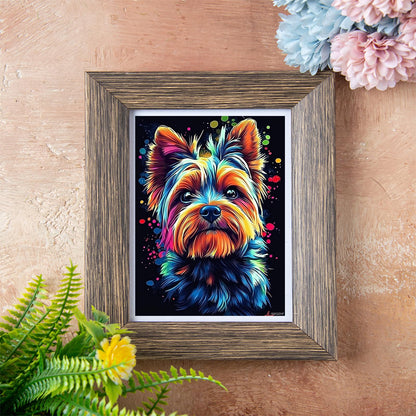 WXQZHF Yorkie Diamond Art Painting Kits, Cute Animals 5D Sparkling Diamond Painting Kit for Adults Beginners Home Wall Decor DIY Gift Drill Round Art Gems 12x16 inch