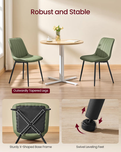 VASAGLE Dining Chairs Set of 6, Upholstered Kitchen Chairs, Synthetic Leather, Max. Load 264 lb, Steel Legs, Curved Backrest, for Dining Room, Forest Green and Ink Black ULDC090CH02-3J