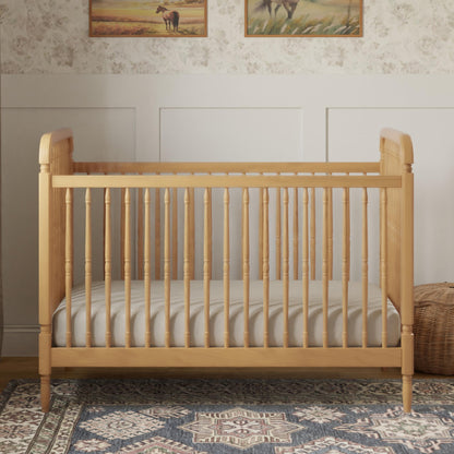 Namesake Liberty 3-in-1 Convertible Spindle Crib with Toddler Bed Conversion Kit in Honey, Greenguard Gold and FSC® Certified