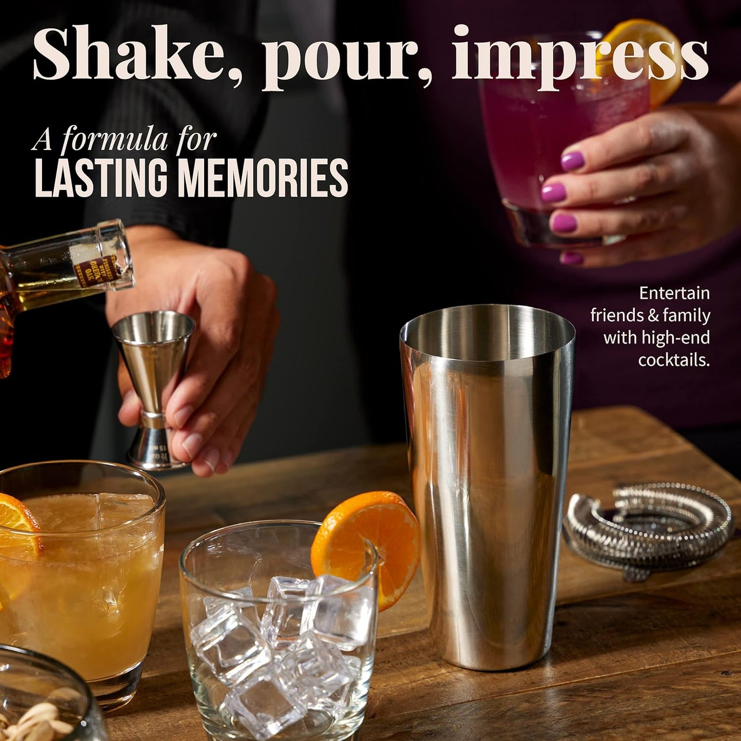 13 Set Mixology & Craft Bartender Kit - Piece Including Stainless Steel Cocktail Making with Bar Stand & Boston Shaker