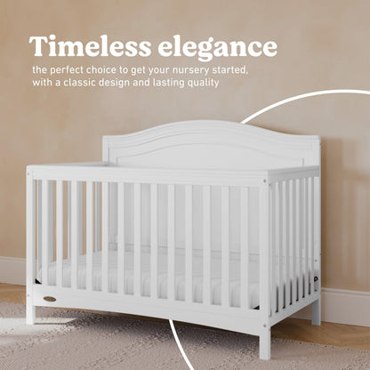 Graco Paris 4-in-1 Convertible Crib – GREENGUARD Gold Certified, Converts to Toddler Bed and Daybed, Fits Standard Full-Size Crib Mattress, Adjustable Mattress Support Base (White)