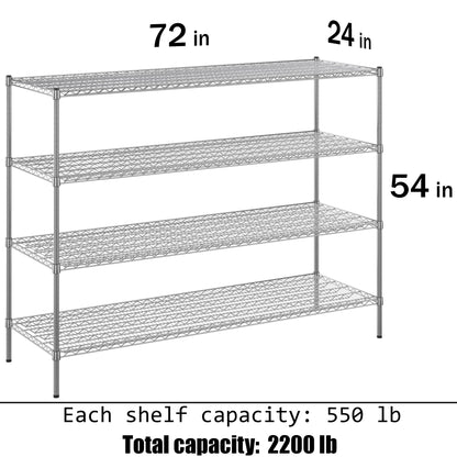 Regal Altair 24" Deep x 72" Wide x 54" Height Wire Shelving Kit | 4-Tier | NSF Commercial Storage Rack Unit
