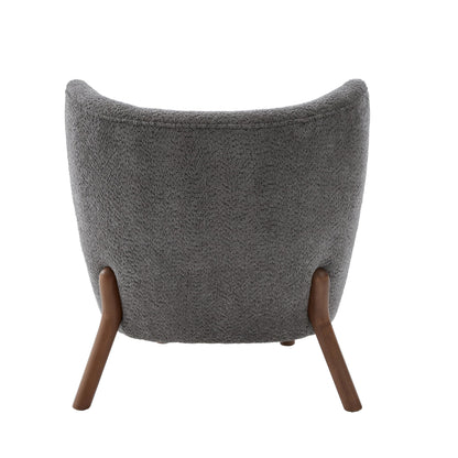 Christopher Knight Home Aurora Boucle Upholstered Wingback Accent Chair, Solid Wood Living Room Slipper Chair, Bedroom Comfy Reading Chair, Dark Grey