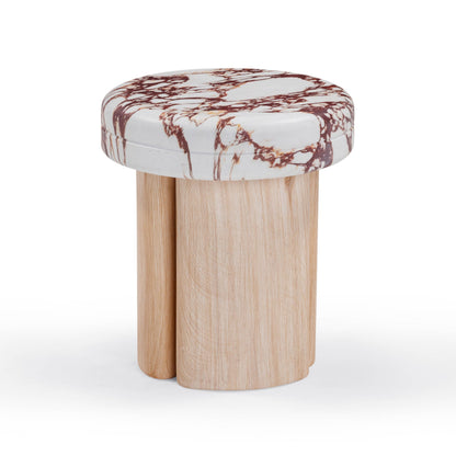 Tov Furniture Sheila Wood and Breccia Capraia Textured Concrete Side Table