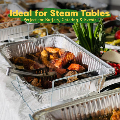Boxential 9x13 Aluminum Pans [40 Pack], Extra Heavy Duty Half Size Disposable Aluminum Foil Pans, Deep Baking Pans for Cooking, Roasting, Heating, and Steam Tables