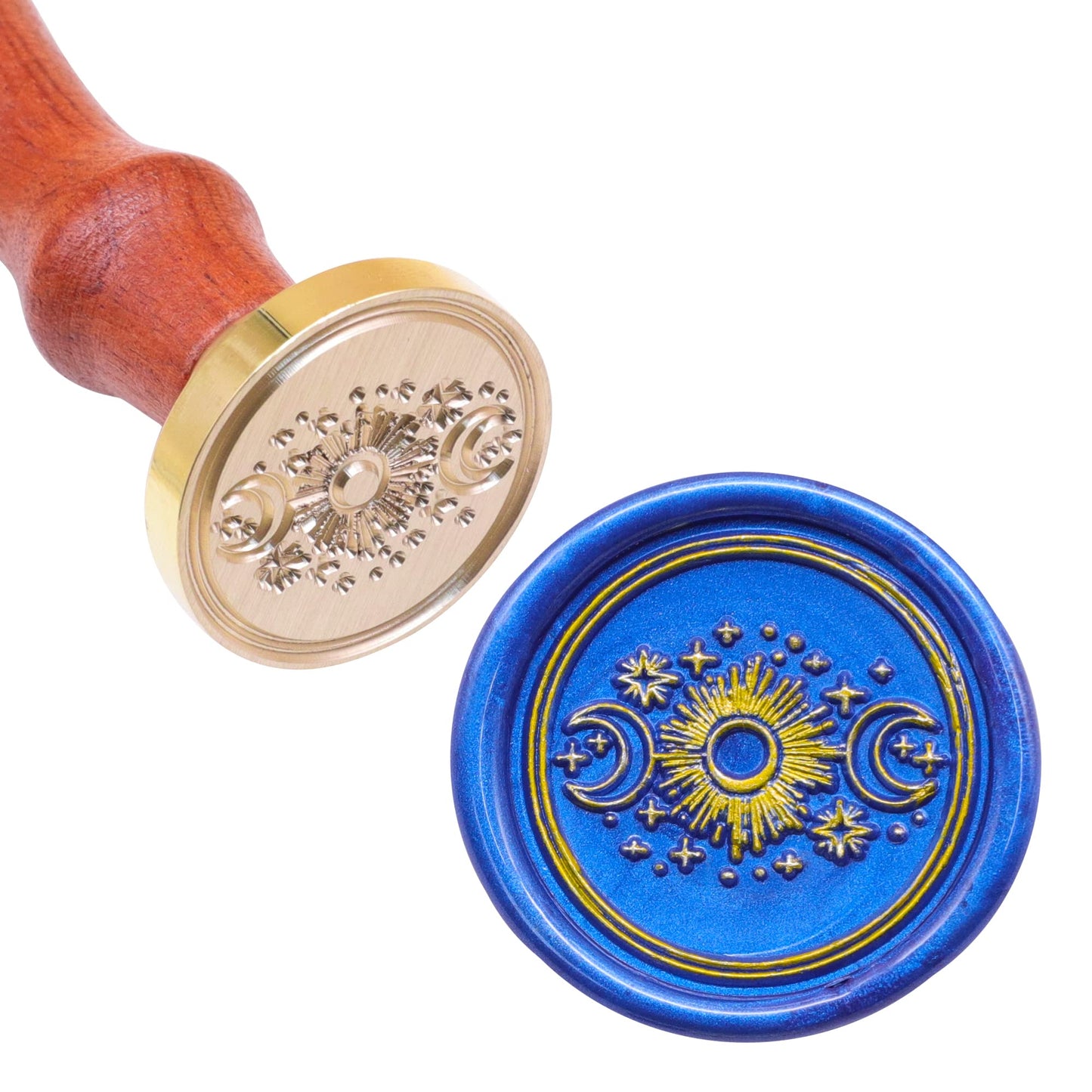 SWANGSA Sun and Moon Wax Seal Stamp Kit with 200pcs Sealing Wax Beads, Great for Embellishment of Invitations, Christmas, Wine Packages, Gift Idea