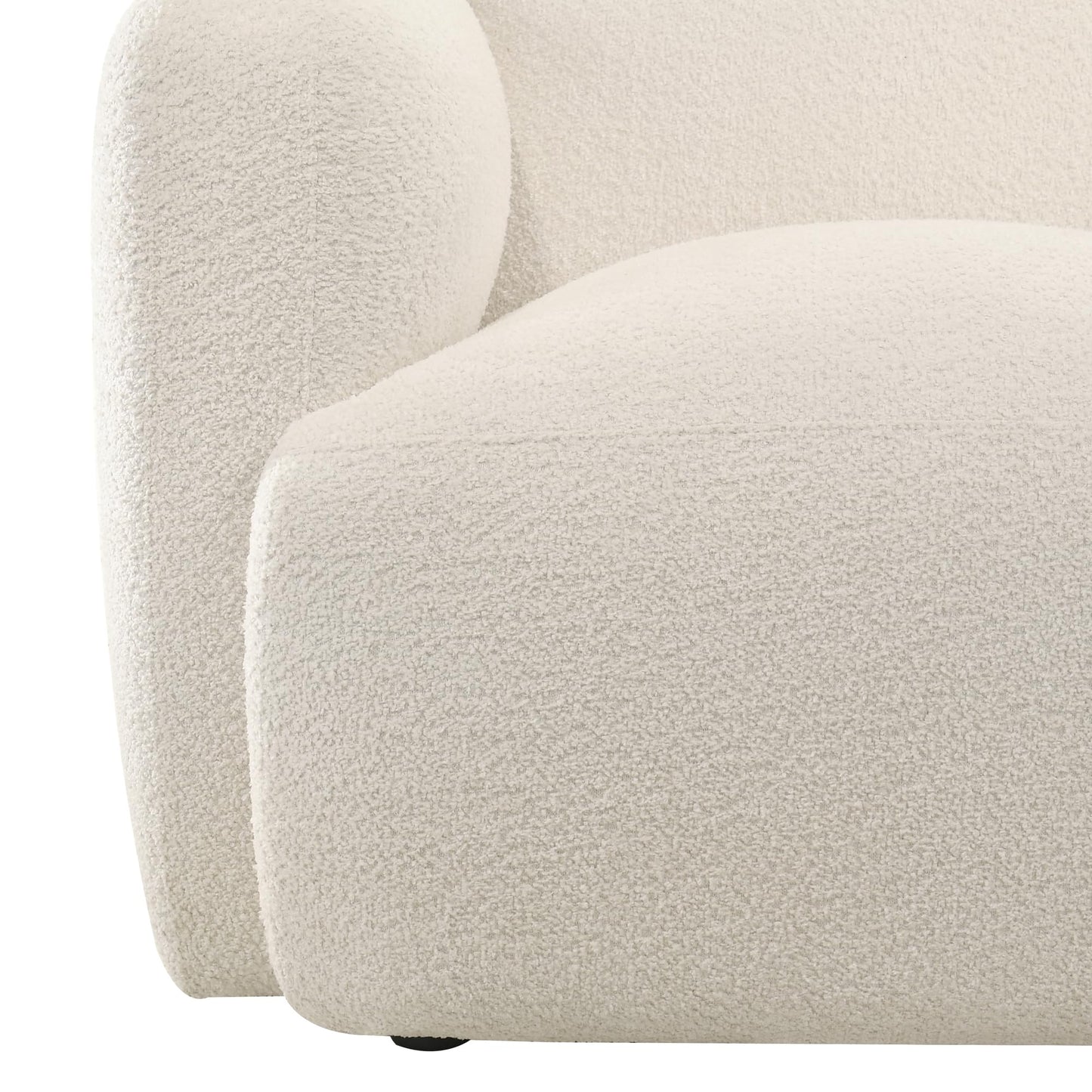 Sierra Modern Ivory White in Boucle Fabric Accent Chair with Rounded Arms for condo or Small Apartment