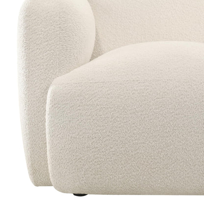 Sierra Modern Ivory White in Boucle Fabric Accent Chair with Rounded Arms for condo or Small Apartment