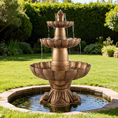 MO 48.8" 3-Tier Freestanding Water Fountain Outdoor Garden, Like Stone Large Bird Bath with Pump, Outdoor Waterfall Feature for Yard Patio Home Decor
