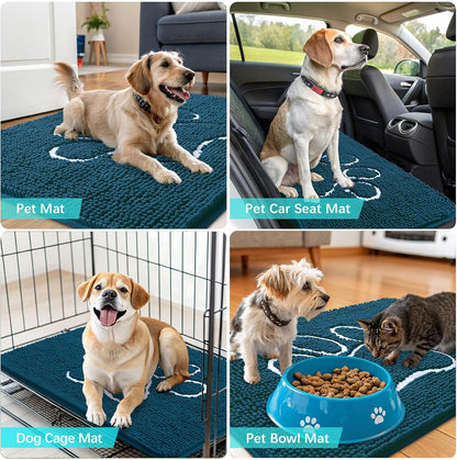 OLANLY Dog Door Mat - Absorbent Non-Slip Mud Mat for Muddy Paws | Quick Dry Chenille, 70x46, Atlantic Blue
