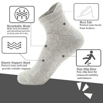 Grip Pilates Socks Non Slip Athletic Yoga Socks with Grips for Women Grippy socks for Hospital Workout Barre