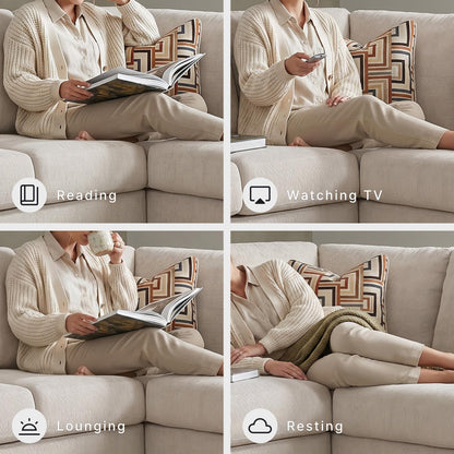 Signature Design by Ashley Aviemore Casual L-Shaped 2-Piece Sectional with Chaise and Loose Seat Cushions, Accent Pillows Included, 110" Wide, Light Gray