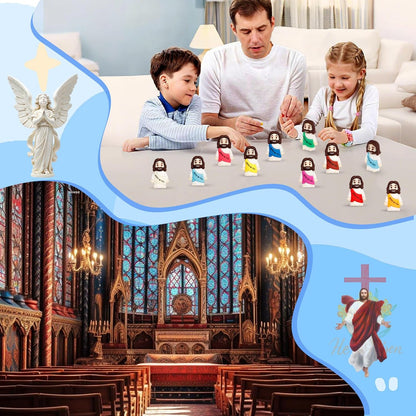 Skiennix 200PCS Mini Jesus Figurines - Colorful Tiny Religious Gifts for Easter Egg Stuffers