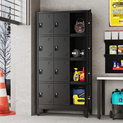 erosoei Metal Lockers for Employees, 12 Doors Metal Storage Locker with Card Slot and Ventilation Holes, Steel Employee lockers for Home Office School Gym Garage, Requires Installation