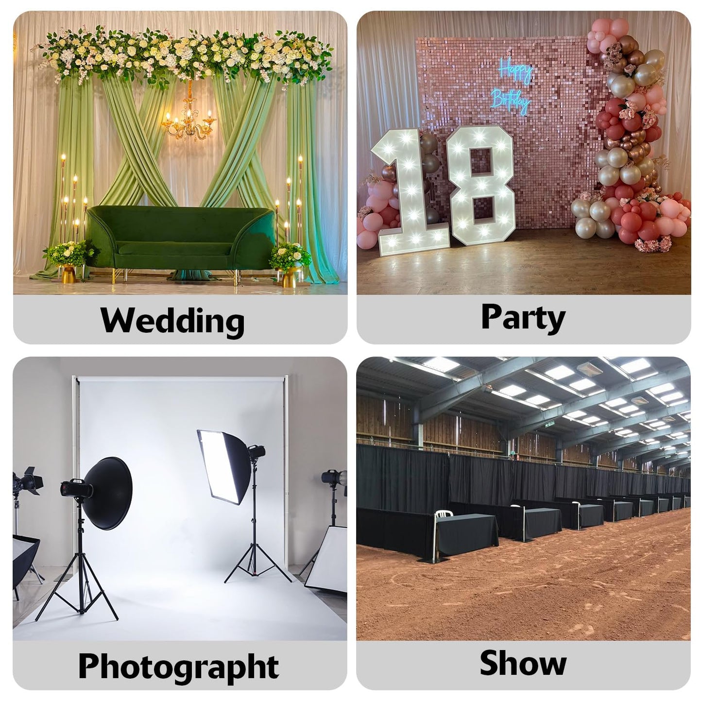 Hecis Pipe and Drape Adjustable Uprights, 8-20ft Upright for Pipe Frame, Backdrop Stand & Curtain Stand & Background Stand -3 Pack