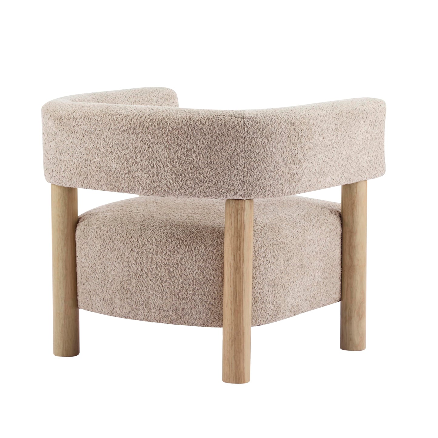 Christopher Knight Home Carly Low Profile Accent Chair, Round Backrest Side Chair, Living Room Armchair with Boucle Fabric Cushion, Comfy Reading Chair for Bedroom, Wooden Single Lounge Sofa, Wheat