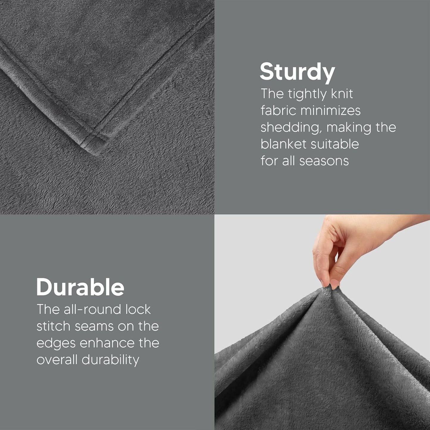 Utopia Bedding Fleece Blanket - Ultra Soft Grey Queen Size (90x90 Inches) | Warm, Lightweight & Cozy All-Season Home Decor Gift