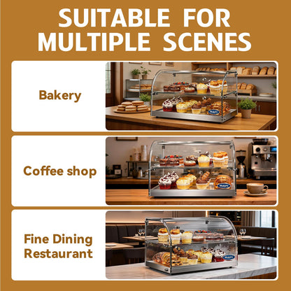 1.59 Cu.ft Malphi Large Pastry Display Case Countertop | Commercial Bakery Display Stand Cupcake Holder Tempered Glass | Large Bread Cookie Display Box | 22.1" x 15.2" x 14.6" | 27.5 lbs |