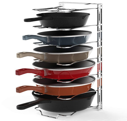 Simple Houseware 7 Adjustable Compartments Pot and Pan Organizer Rack Lid Holder, Chrome