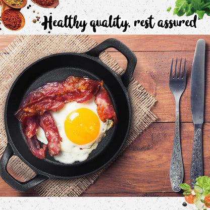 Ziliny Mini Cast Iron Skillets 6.3 x 6.3 x 1.5 Inch Cast Iron Pan Small Ramekin Set Black Casserole Dish Cookware Oven Safe Mini Skillets for Kitchen Indoor Outdoor Picnic (6 Pack)