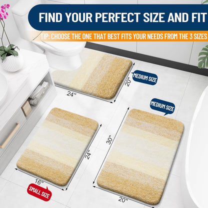 OLANLY Large Bath Rug Mat - Extra Soft Microfiber, Quick-Dry & Washable | 40x24 Inches, Light Yellow