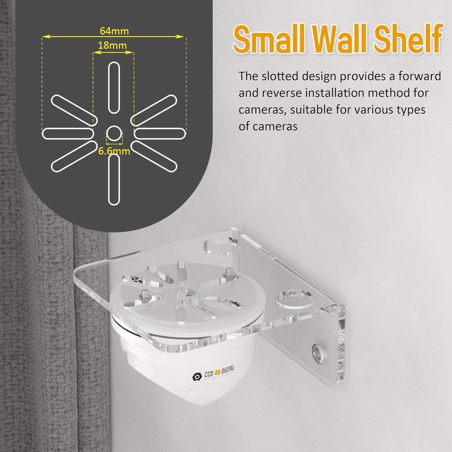 3 Pack Sezanrpt Clear Acrylic Wall Shelf for Smart Security Cameras, Baby & Pet Monitors, Small Floating Shelf