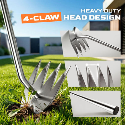 LOOHOI Weed Puller Tool, Heavy-Duty Stainless Steel Weeding Tool with Extendable Handle, Portable Garden Weed Removal Tool for Vegetable Gardening Backyard Farm Planting & Weeding