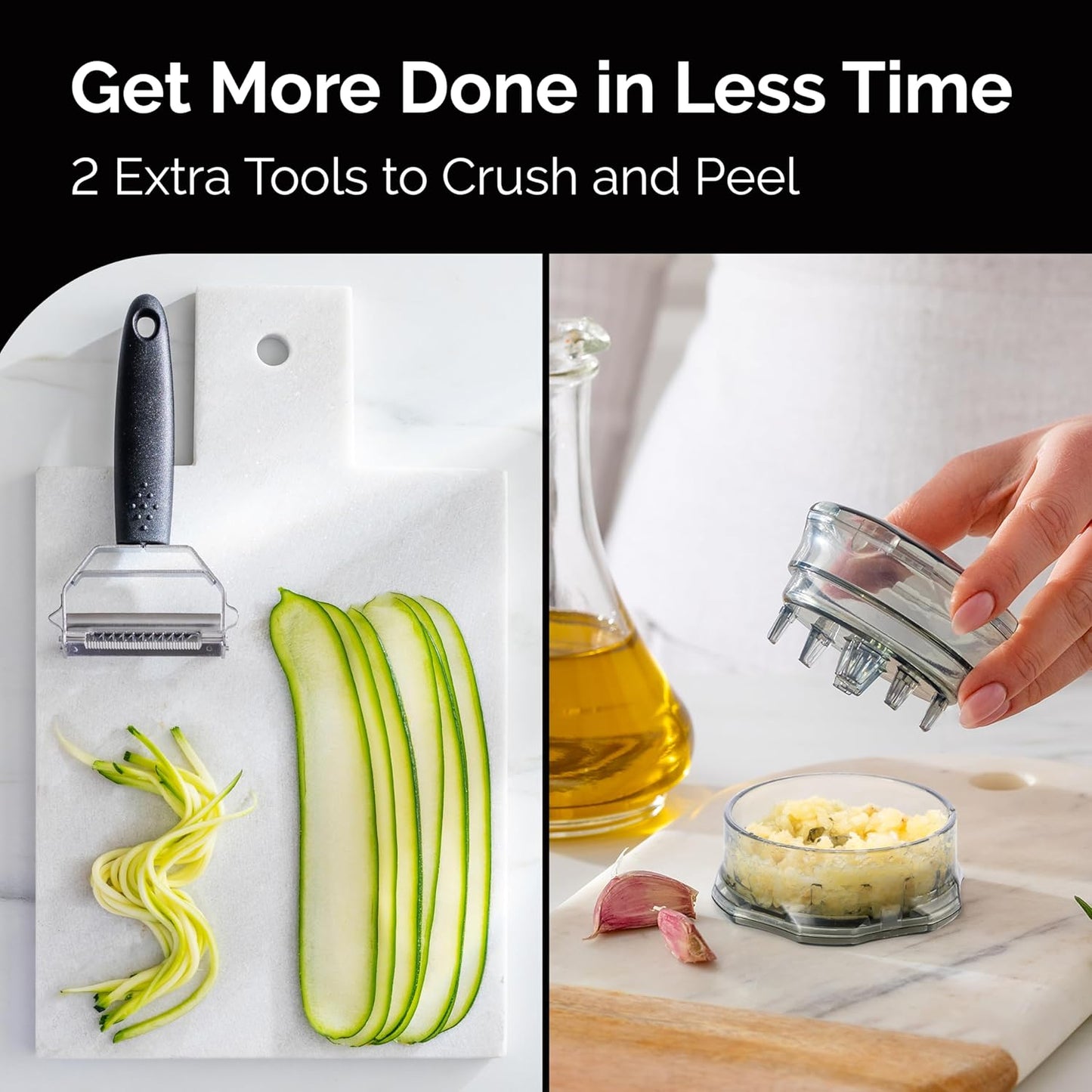 Cheese Grater with Handle - Box Grater Cheese Shredder - Stainless Steel Food Grater - Garlic Crusher and Mincer Tool