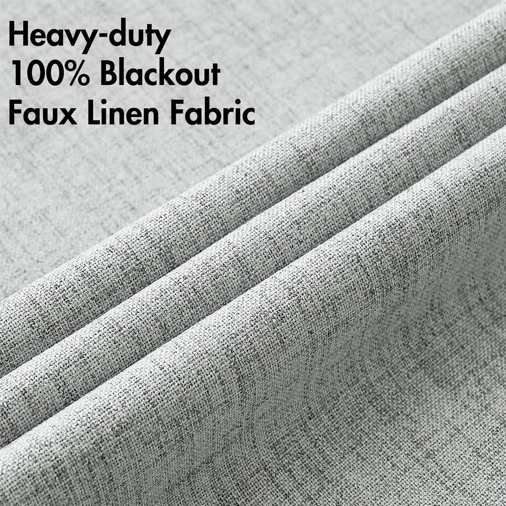 MIULEE Blackout Linen Curtains - Thermal Insulated Room Darkening Drapes | Glacier Gray, 52 x 45 Inch (2 Panels)