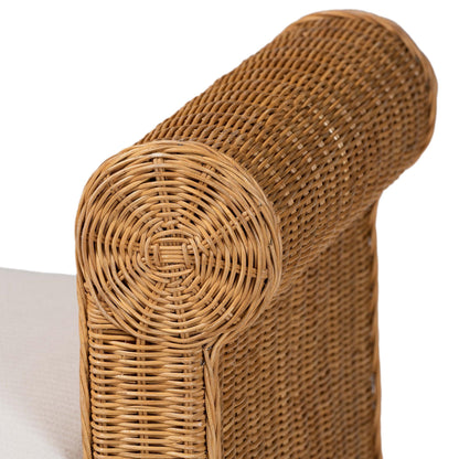 Bali & pari Reiko Handwoven Natural Rattan Bench with Scalloped Detailing – Boho Farmhouse Entryway, Bedroom, or Living Room Accent Seating